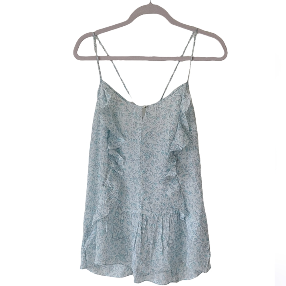 Banana Republic Silk Spaghetti Strap Tank Size Large Blue Floral NWT